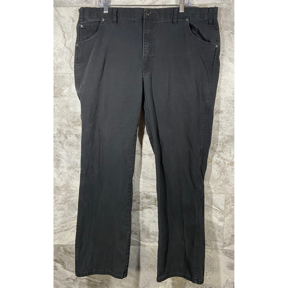 Dickies Men's Faded Black Work Pants Size 44x32 Relaxed Fit Cotton Spandex Blend